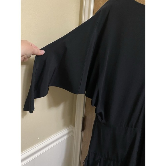 Vintage Spenser Jeremy Dress Dolman Sleeve Skirt Fully Lined Ruffles Sz 14 Zip - Picture 7 of 9